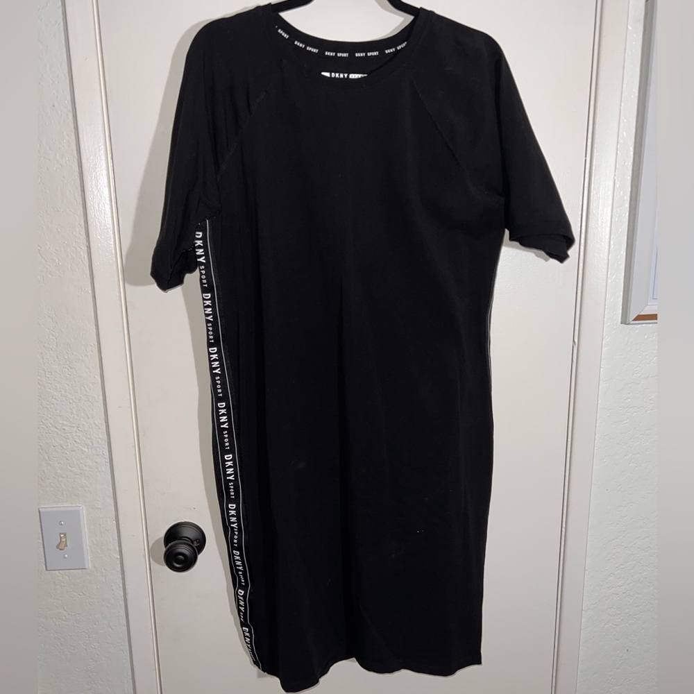 DKNY Black Midi Dress with Logo Detail